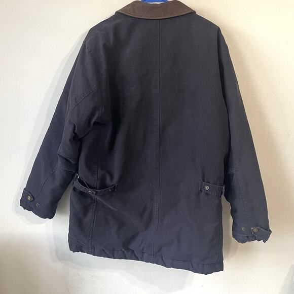 Vintage Eddie Bauer Jacket Mens XL Tall Navy Goose Down Chore Barn Coat Quilted - Picture 7 of 15